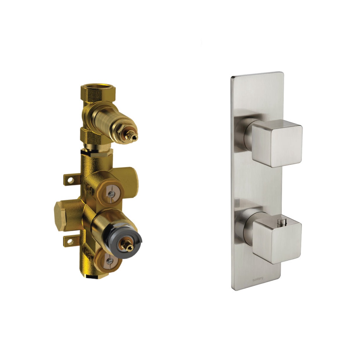 Serie 196 1 Way Thermostatic Shower Mixer - Wall Mount - 10 BrassBrushed Nickel