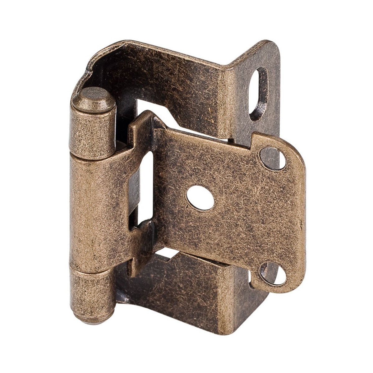 Hardware Resources 12 Overlay Self-closing Partial Wrap 2 Hole Hinge in Burnished Brass