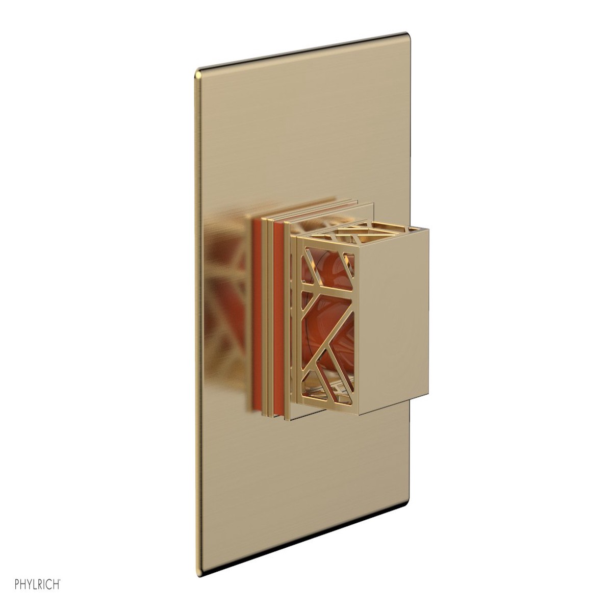 JOLIE - Thermostatic Shower Trim Square Handle with Orange Accents 4-593