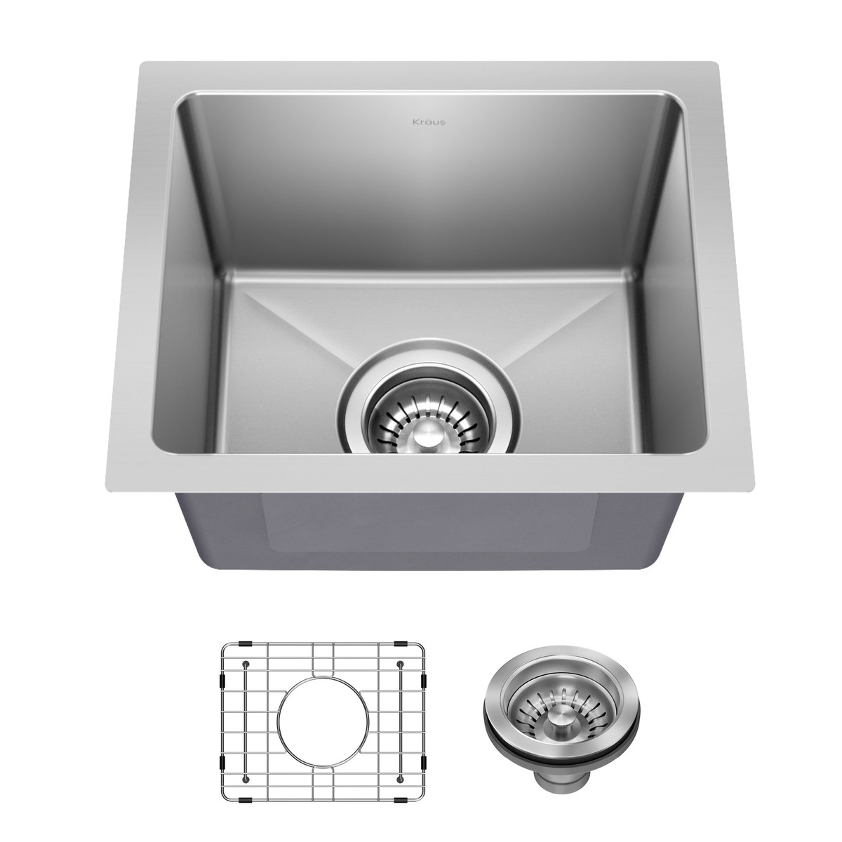 KRAUS 15 Undermount Single Bowl Stainless Steel Kitchen Bar Sink