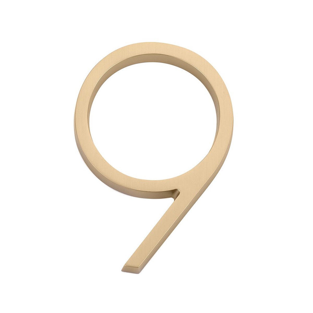 Modern 9 House Numbers - Wall Mount - 7 ZincSatin Brass