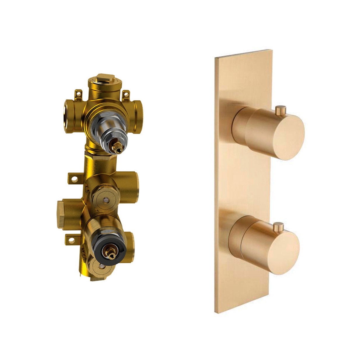Serie 100 2 Way Thermostatic Shower Mixer - Wall Mount - 3 BrassBrushed Bronze