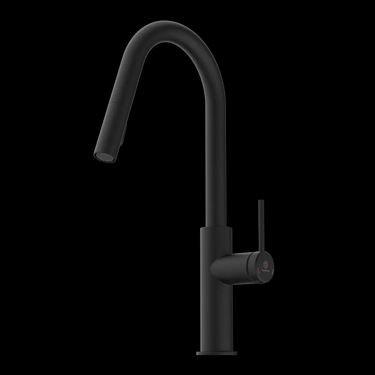 Wasserwerk Kitchen Faucet with Curved Pull-Down Spout in Matte Black