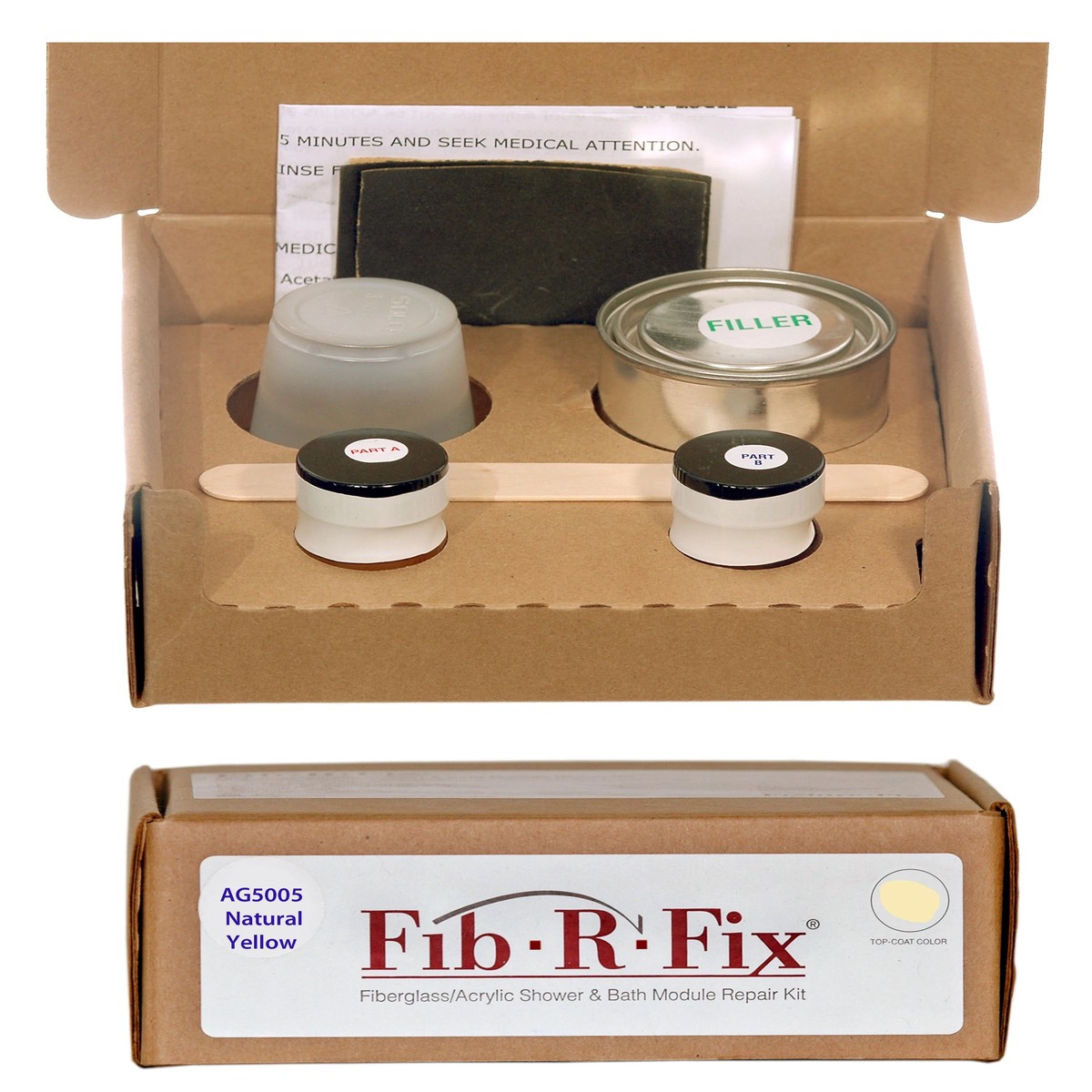 AG5005 Aqua Glass Fib-R-Fix Fiberglass and Acrylic Cosmetic Repair Natural Yellow