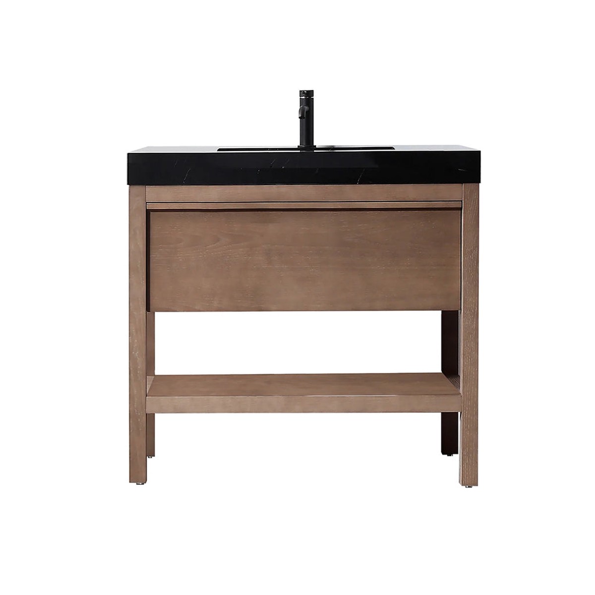 Bibury 1 Drawer Bathroom Vanity with Quartz Sink - Floor Mount - 36 WoodChestnut Oak