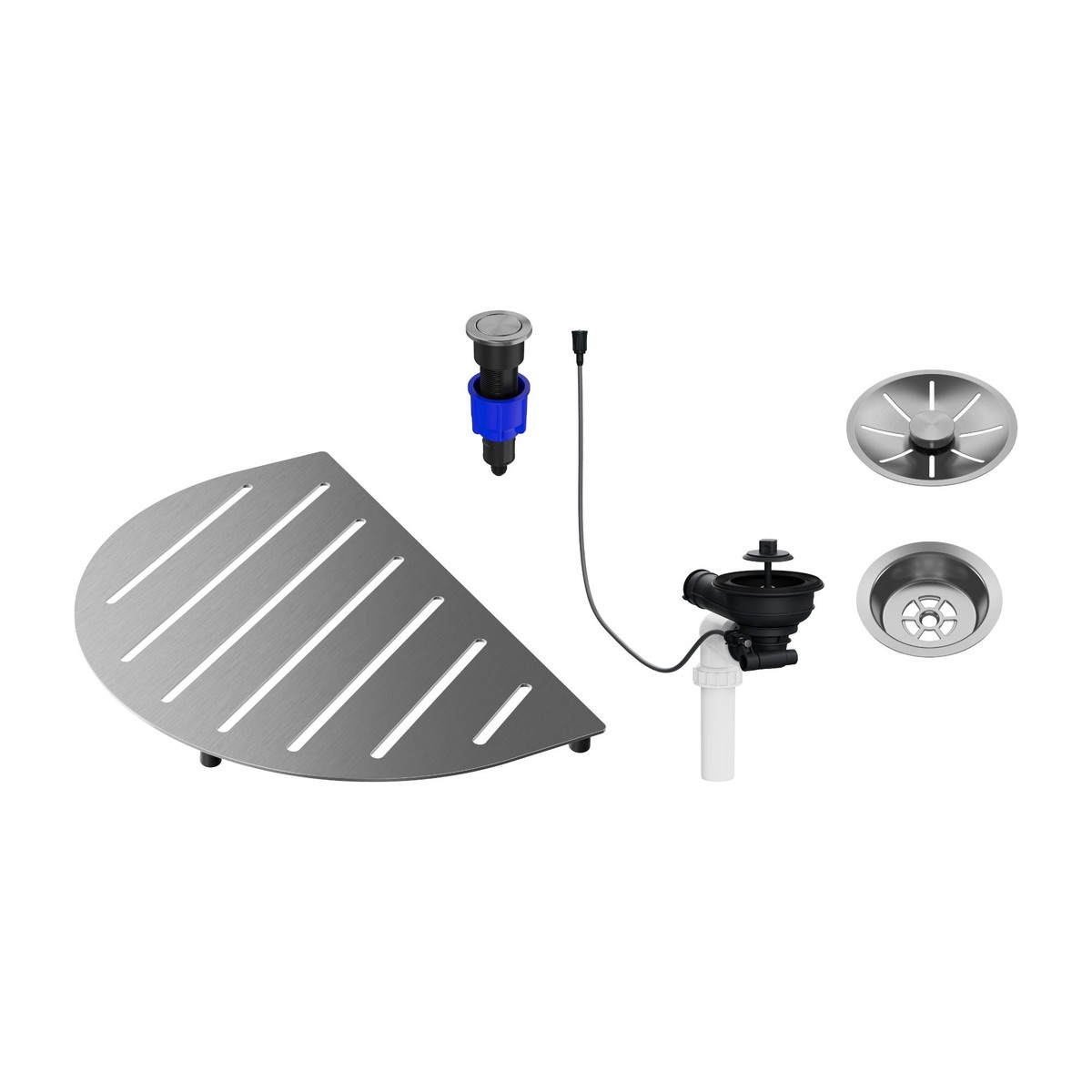 BLANCO Oovalon Drain Accessory Bundle - Includes Top Grid Basket Strainer and Drain Button - Brushed Stainless Steel