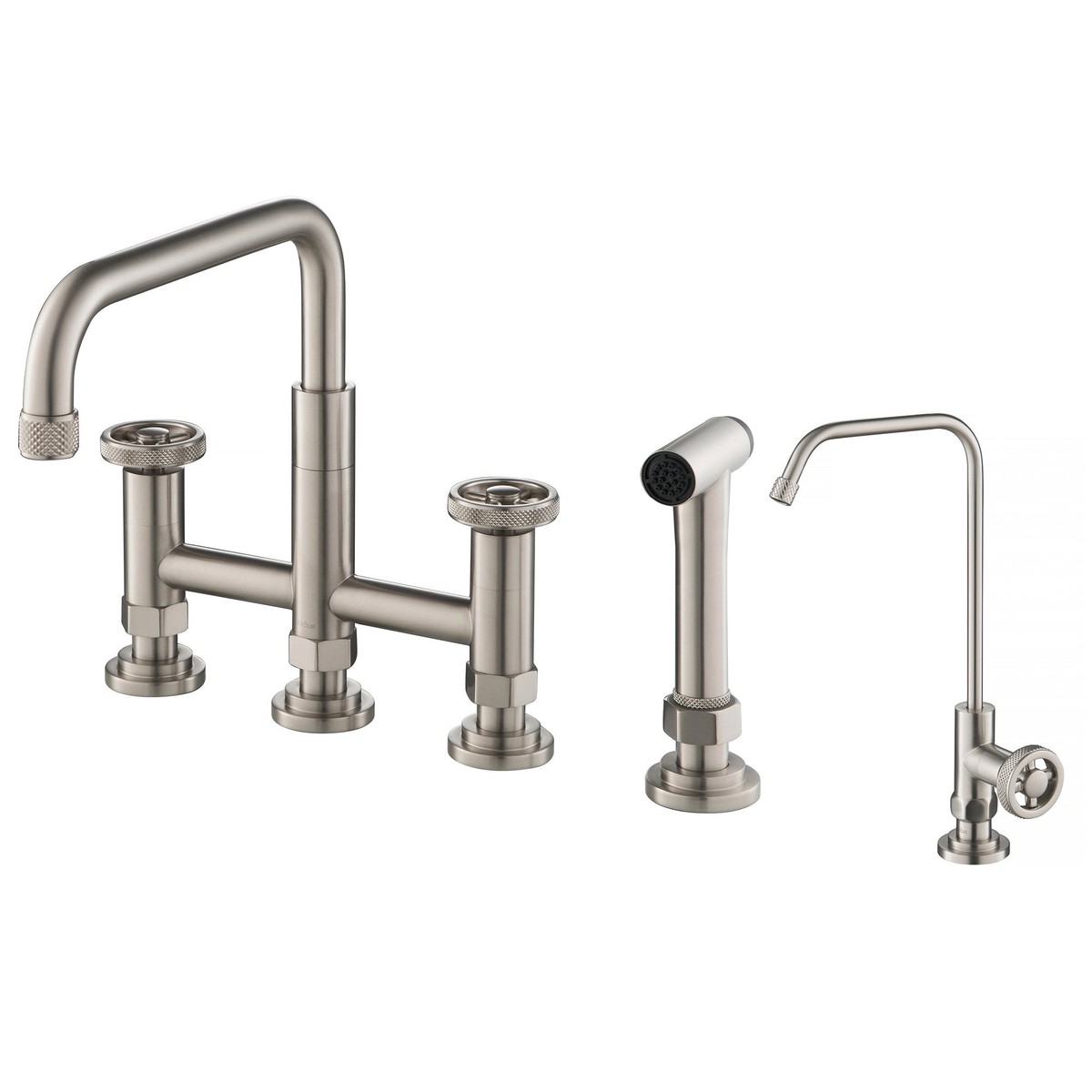 KRAUS Urbix Industrial Bridge Kitchen Faucet Water Filter Faucet in Spot Free Stainless Steel