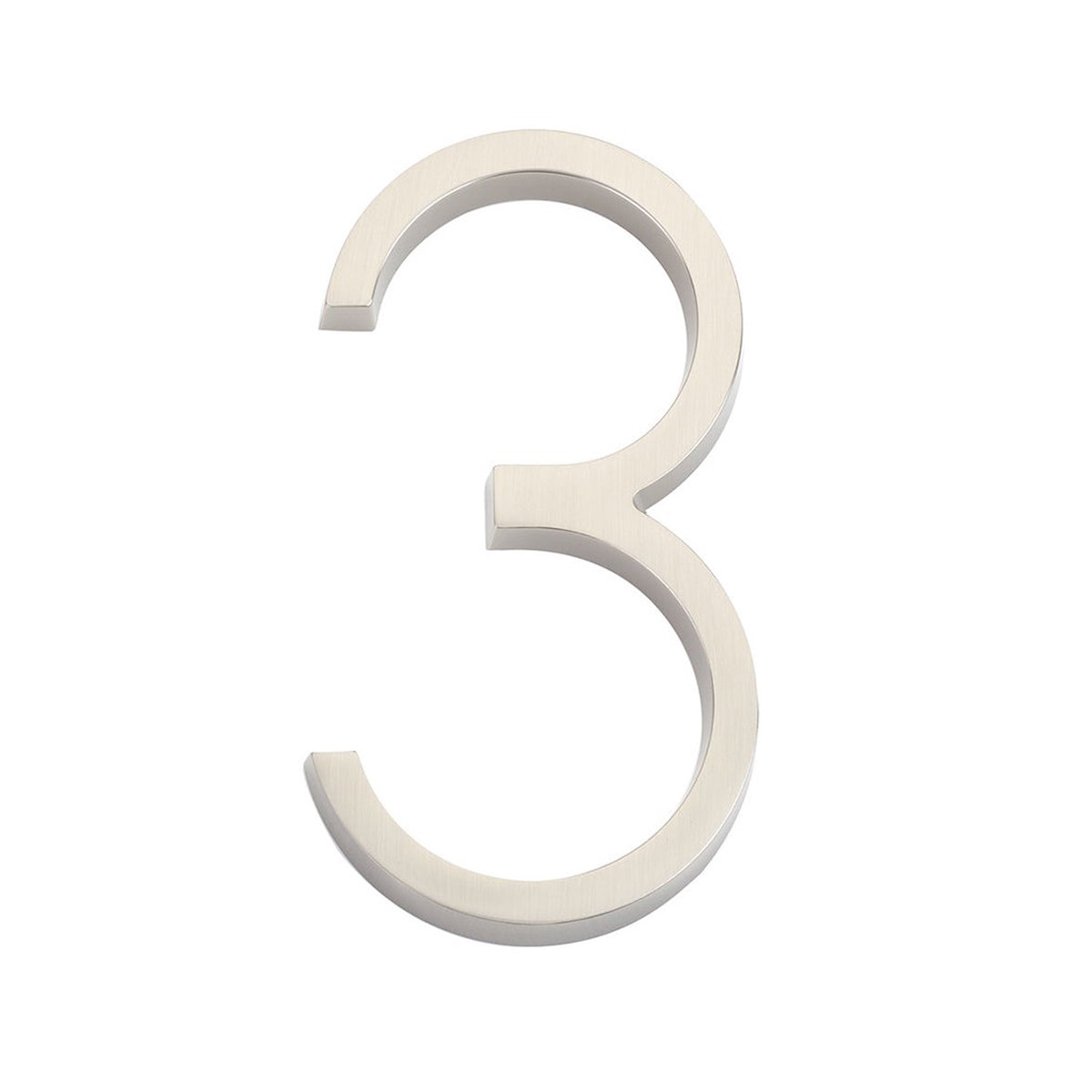Modern 3 House Numbers - Wall Mount - 7 ZincSatin Nickel
