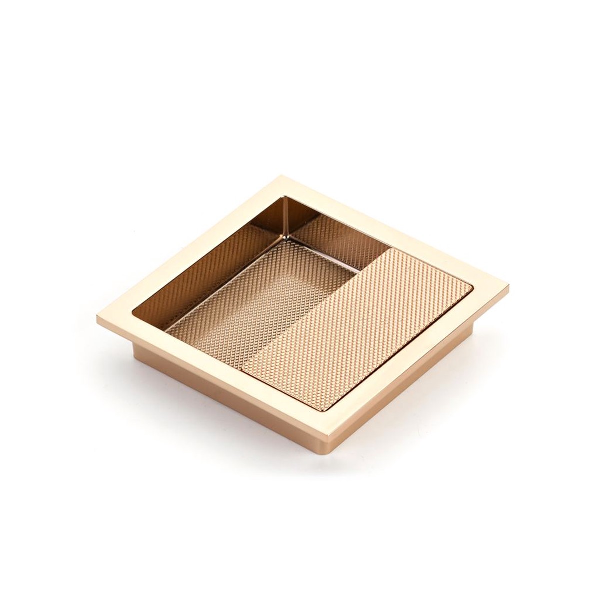 Modo Square Cabinet Recessed Pull - Cabinet Mount - 4 ZincPolished Rose Gold