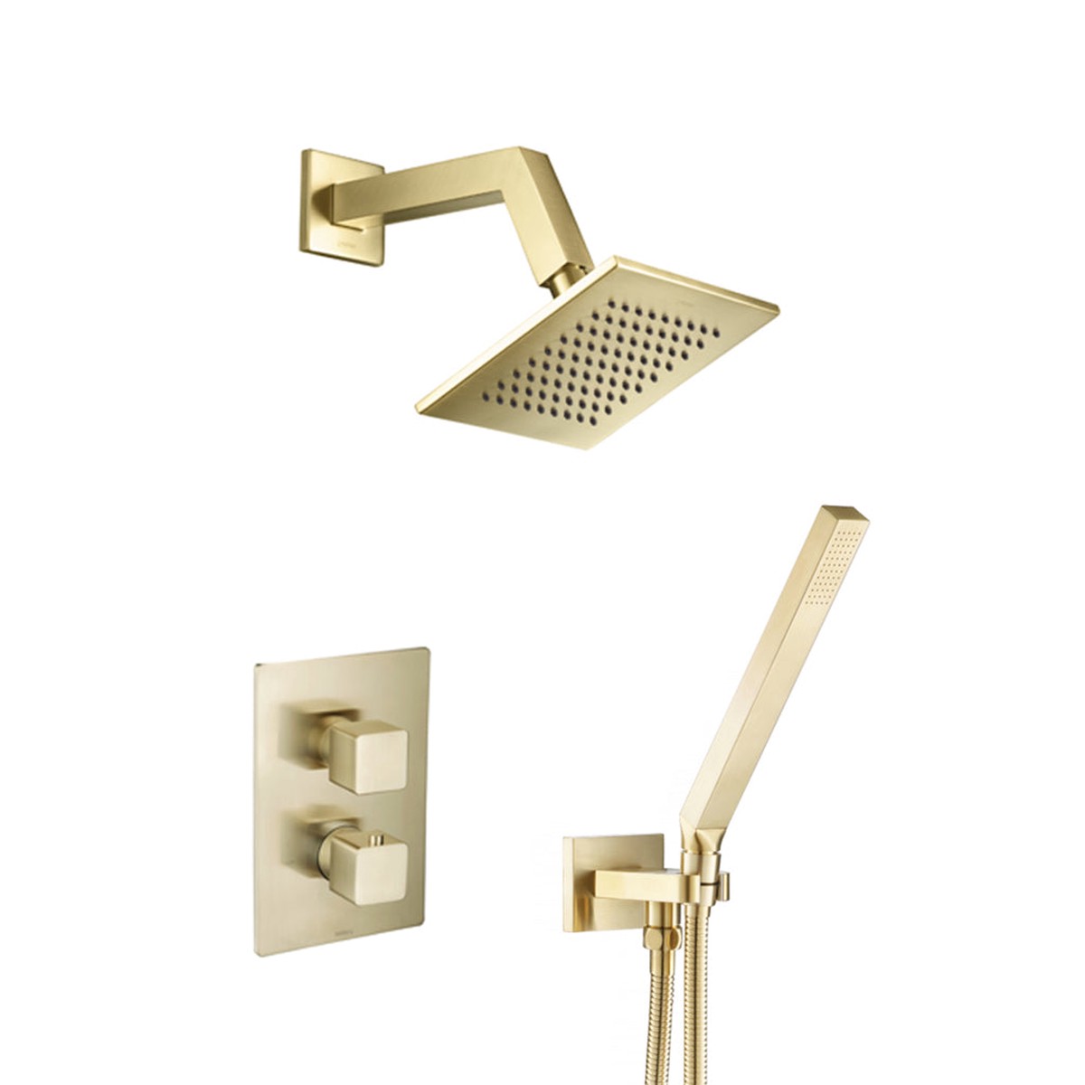 Serie 196 2 Way Thermostatic Trim Complete Shower Set - Wall Mount - 6 BrassSatin Brass