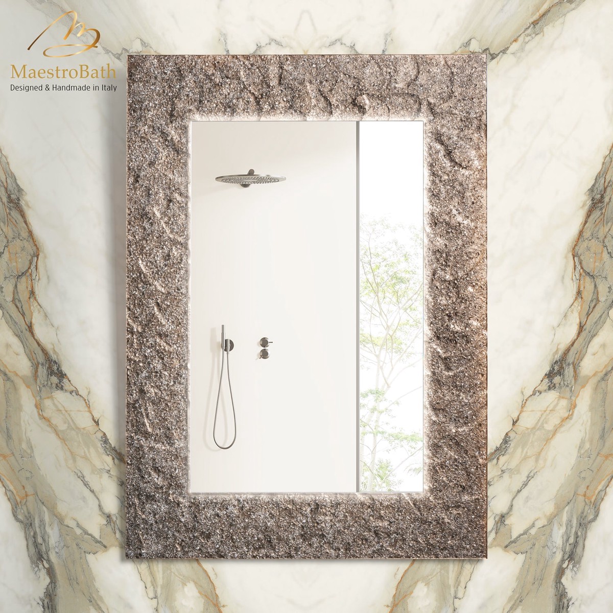 Artistic Luxury Single Vanity LED Mirror Bronze Crystals