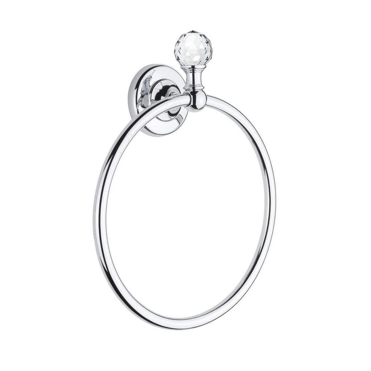 Bella Crown Swarovski Towel Ring - Wall Mount - 9 BrassPolished Chrome
