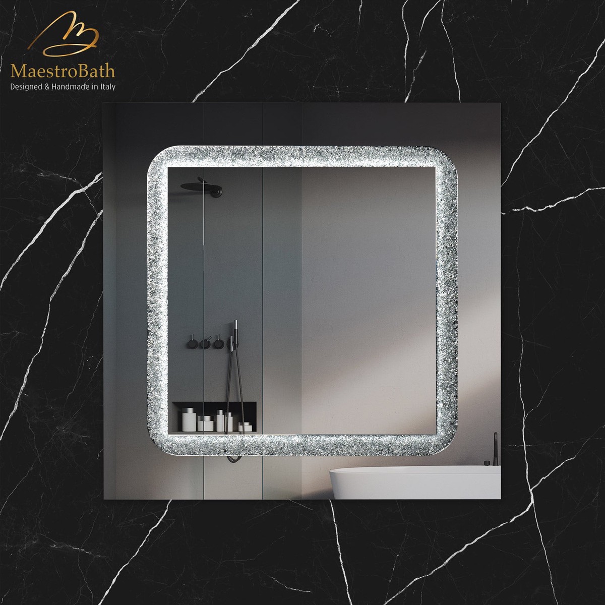 Cristallo Luxury Square Single Vanity LED Mirror