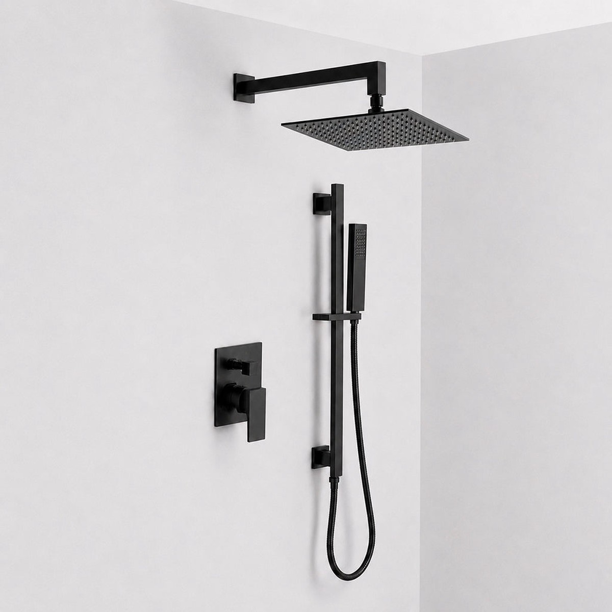Devon 2 Way Pressure Balance Complete Shower Set - Wall Mount - 12 BrassMatt Black