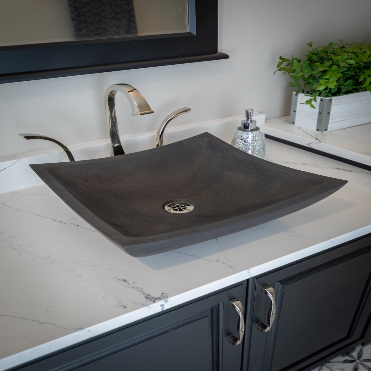 Eden Bath Square Deep Zen Sink - Lava Stone