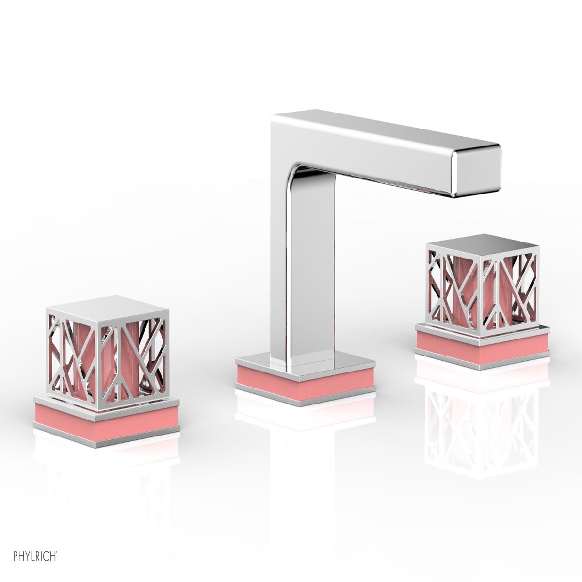 JOLIE Widespread Faucet - Square Handles with Pink Accents 222-02