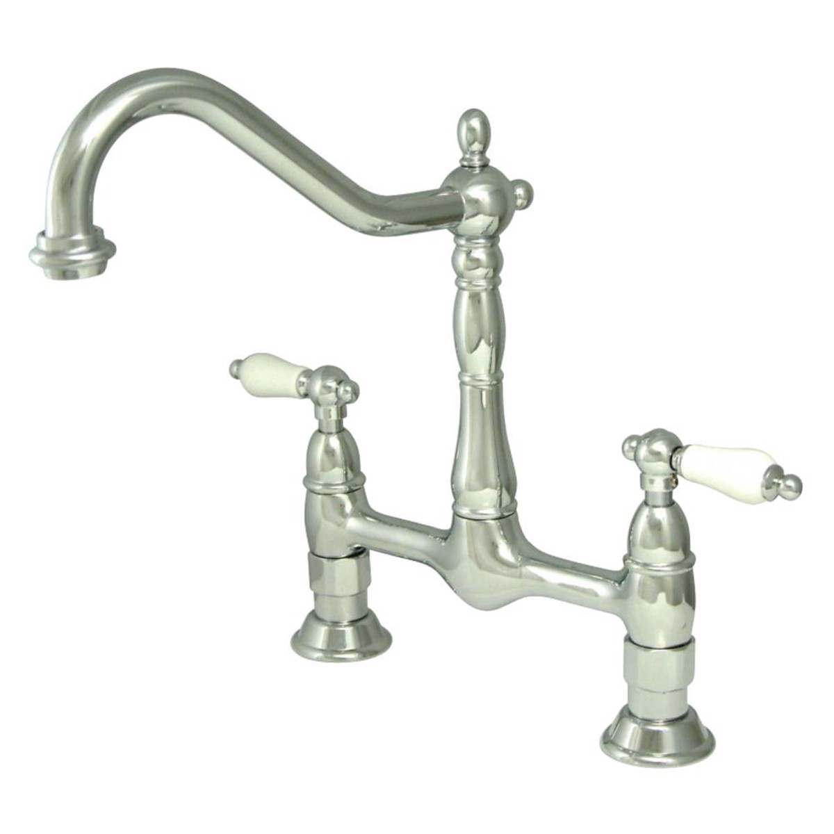 Kingston Brass Heritage Deck Mount Kitchen Bridge Faucet