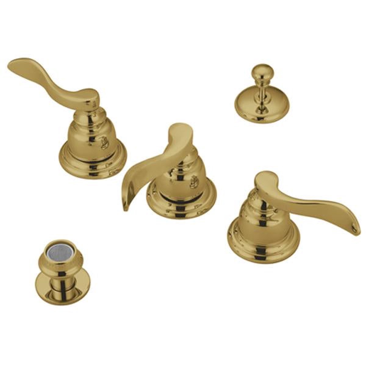 Kingston Brass NuWave French Bidet Faucet with Three Lever Handle and ABSBrass Pop-up
