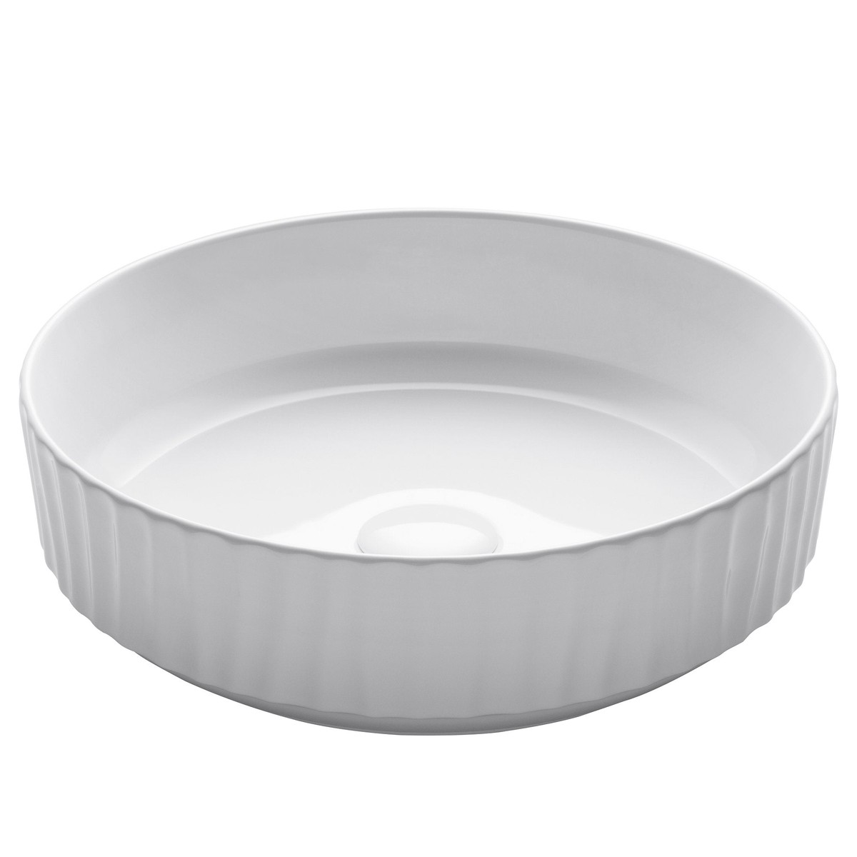 KRAUS Viva 1575 Inch Round White Porcelain Ceramic Vessel Bathroom Sink