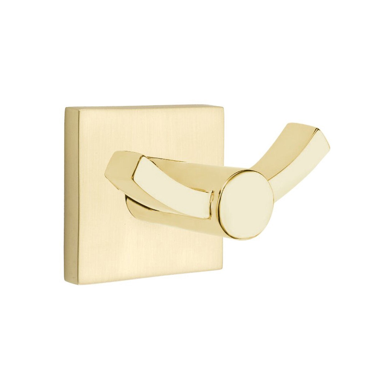 Modern Square Double Hook - Wall Mount - 4 BrassSatin Brass