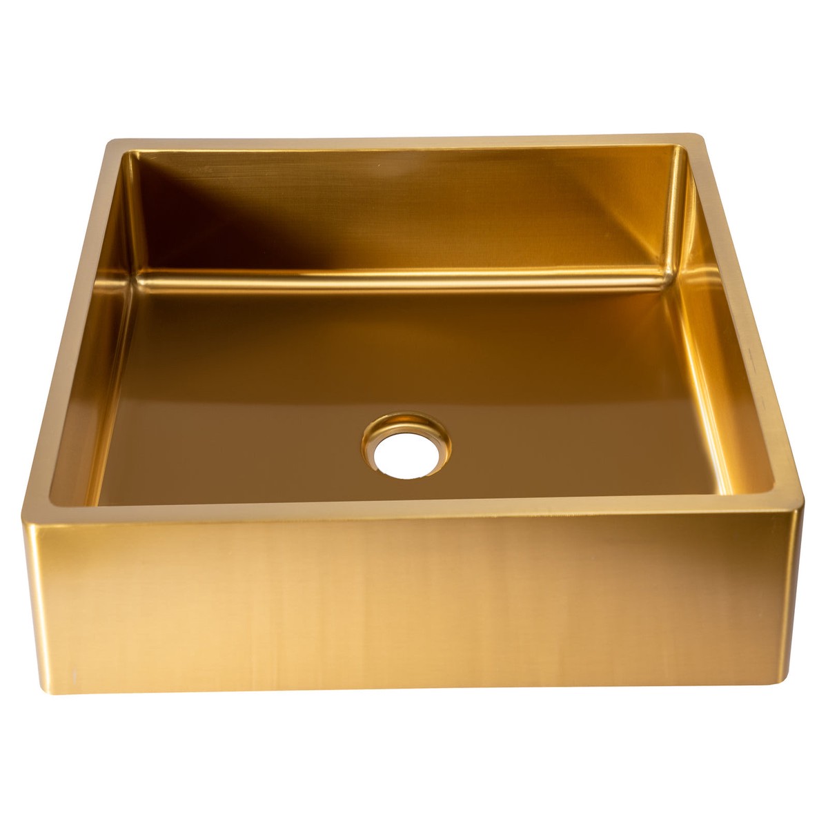 Rectangular 18 34 x 15 34 Thick Rim Stainless Steel Bathroom Vessel Sink with Drain in Gold