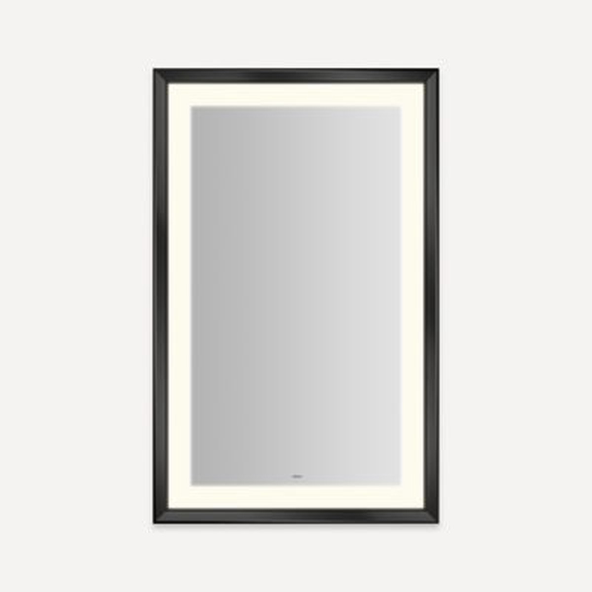 Robern YM2743RPCMD383 Sculpt Lighted Mirror 27 x 43 x 2-516 Chamfer Museum Frame Matte Black Perimeter Light Pattern Warm White (3000K) Dimmable Defogger