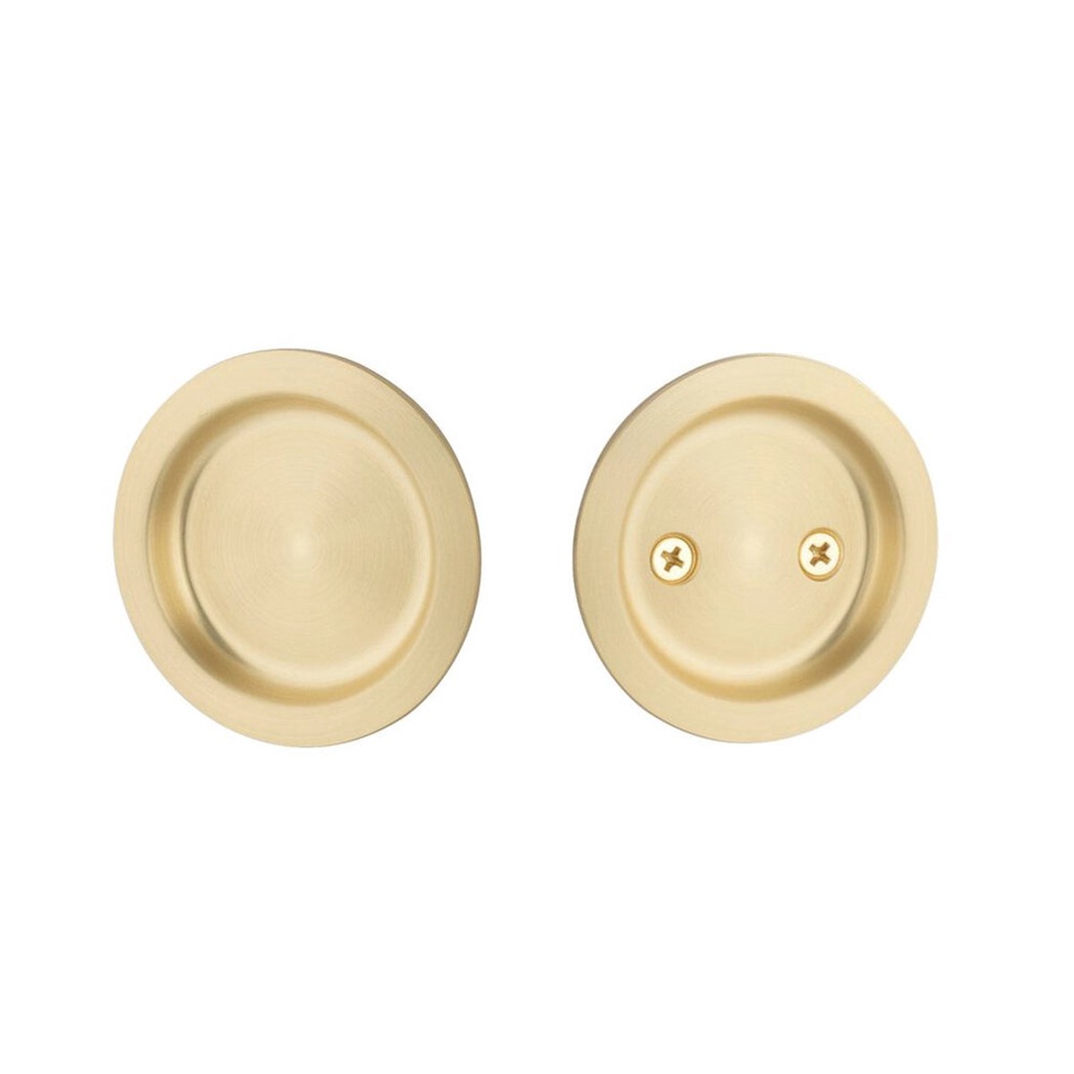 Round Passage Tubular Pocket Door Lockset - Door Mount - 3 BrassSatin Brass
