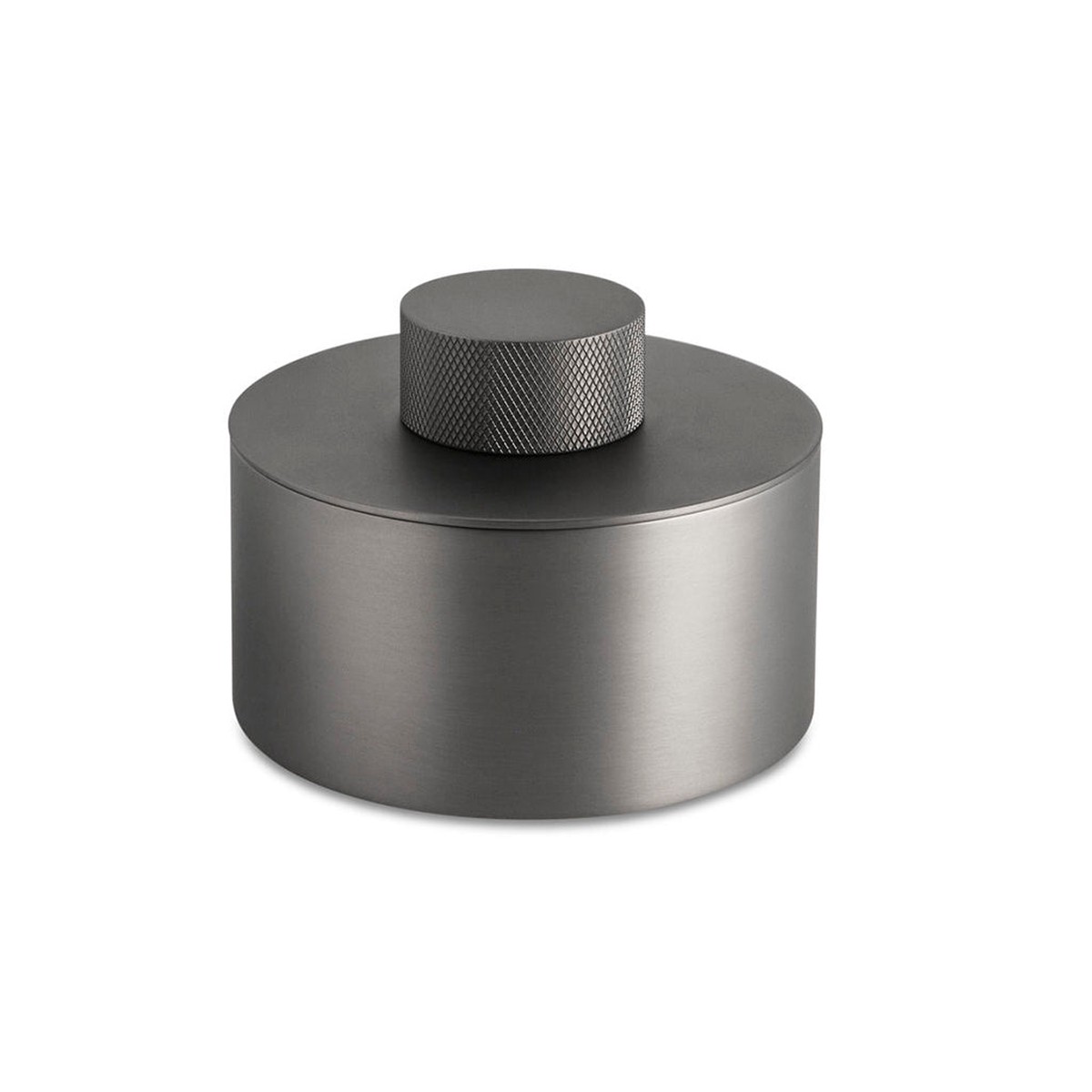 Urban Knurled Cotton Box - Free Standing - 4 BrassMatt Graphite