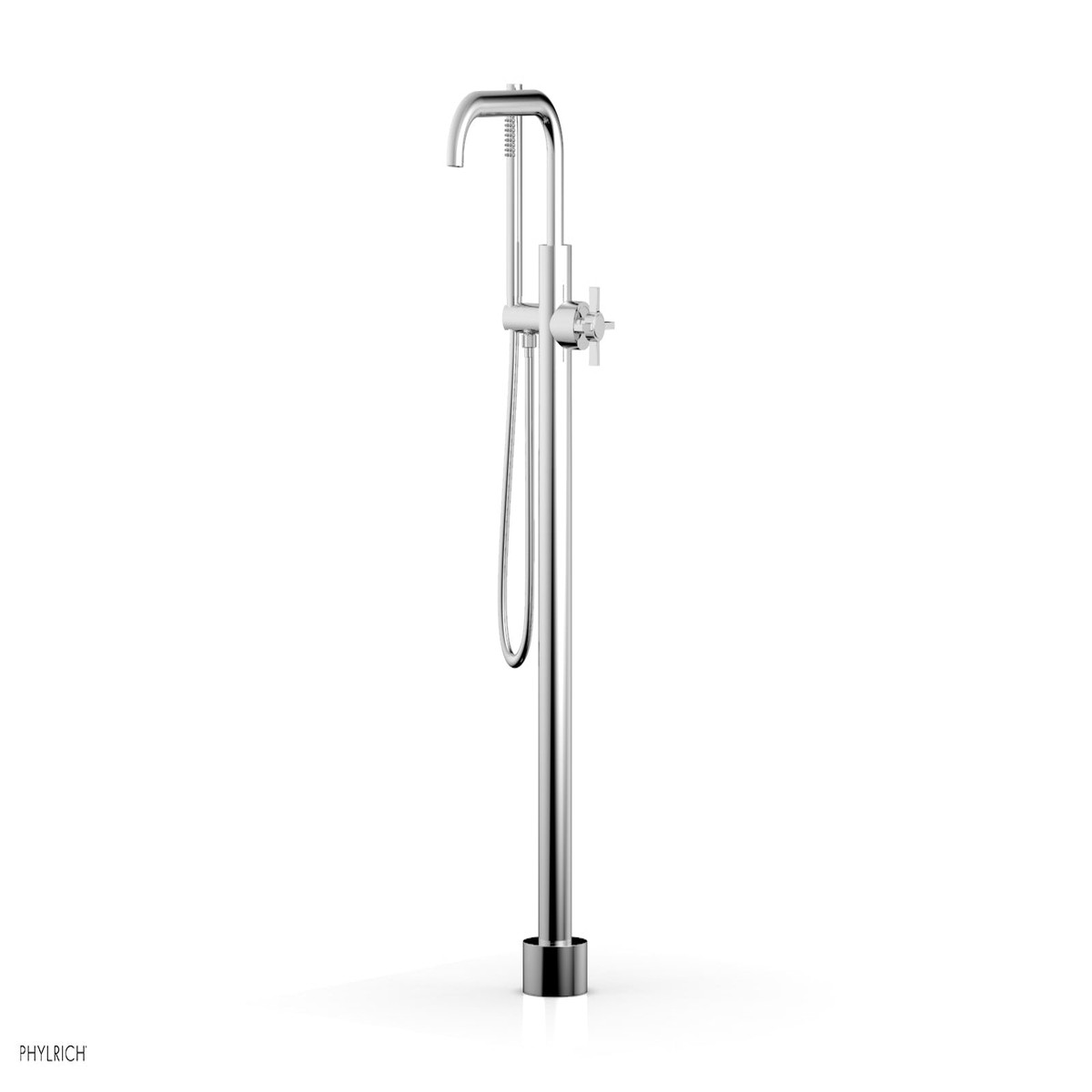 BASIC Tall Floor Mount Tub Filler - Cross Handle with Hand Shower D132-45-01