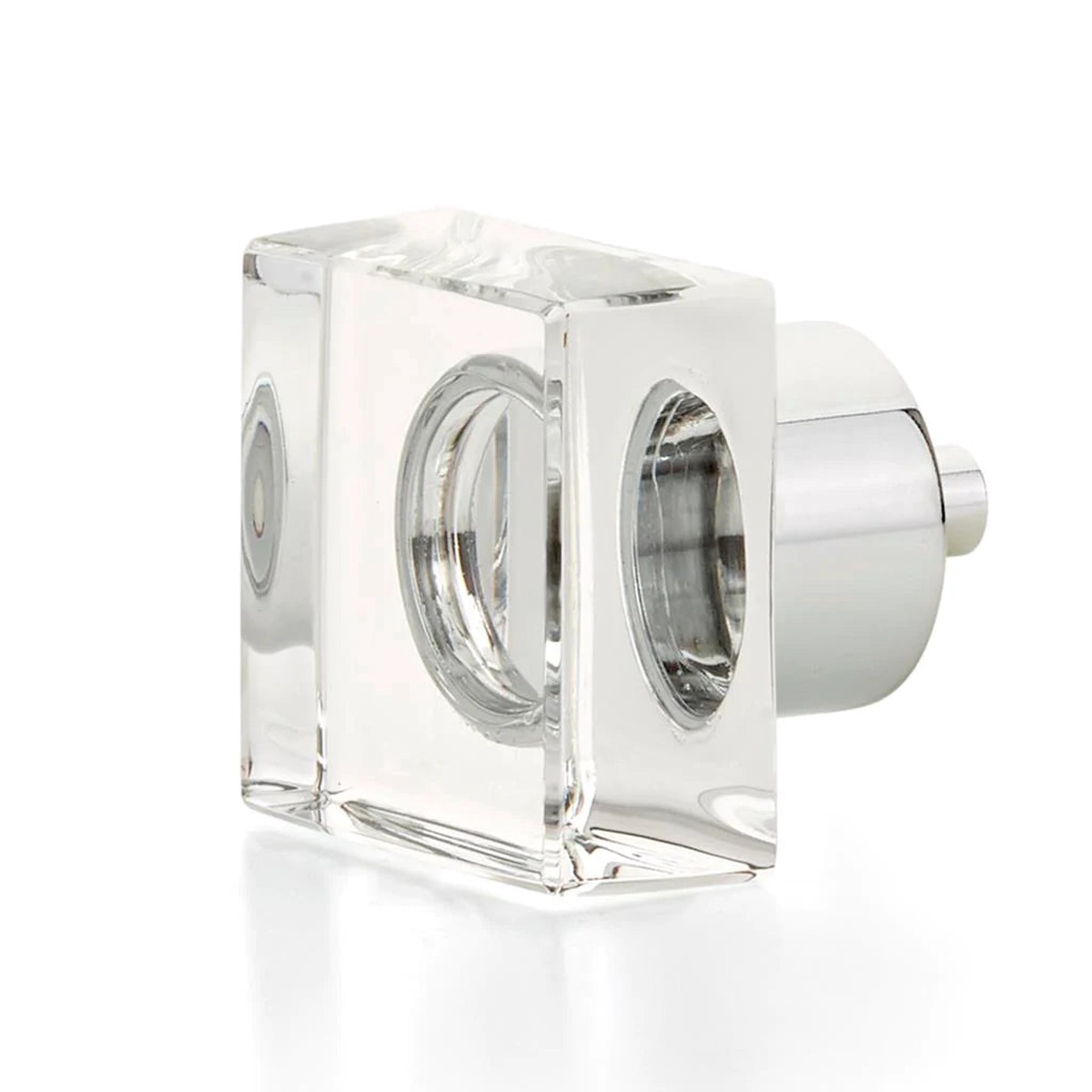 City Lights Square Cabinet Knob - Cabinet Mount - 2 BrassGlassPolished Chrome