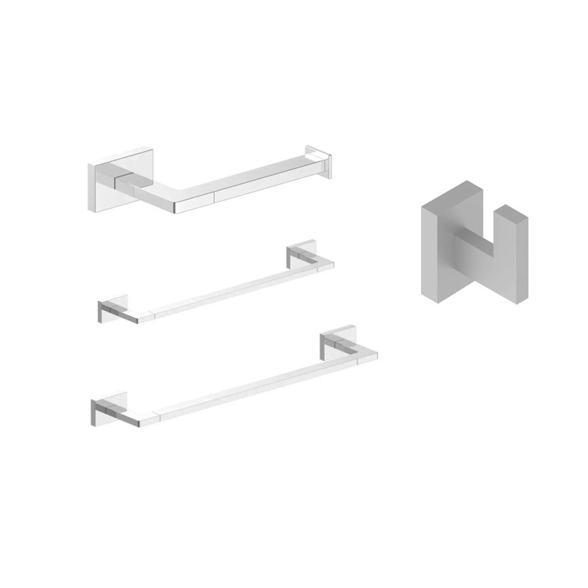 Devon Square Bathroom Accessories Set - Wall Mount - BrassPolished Chrome