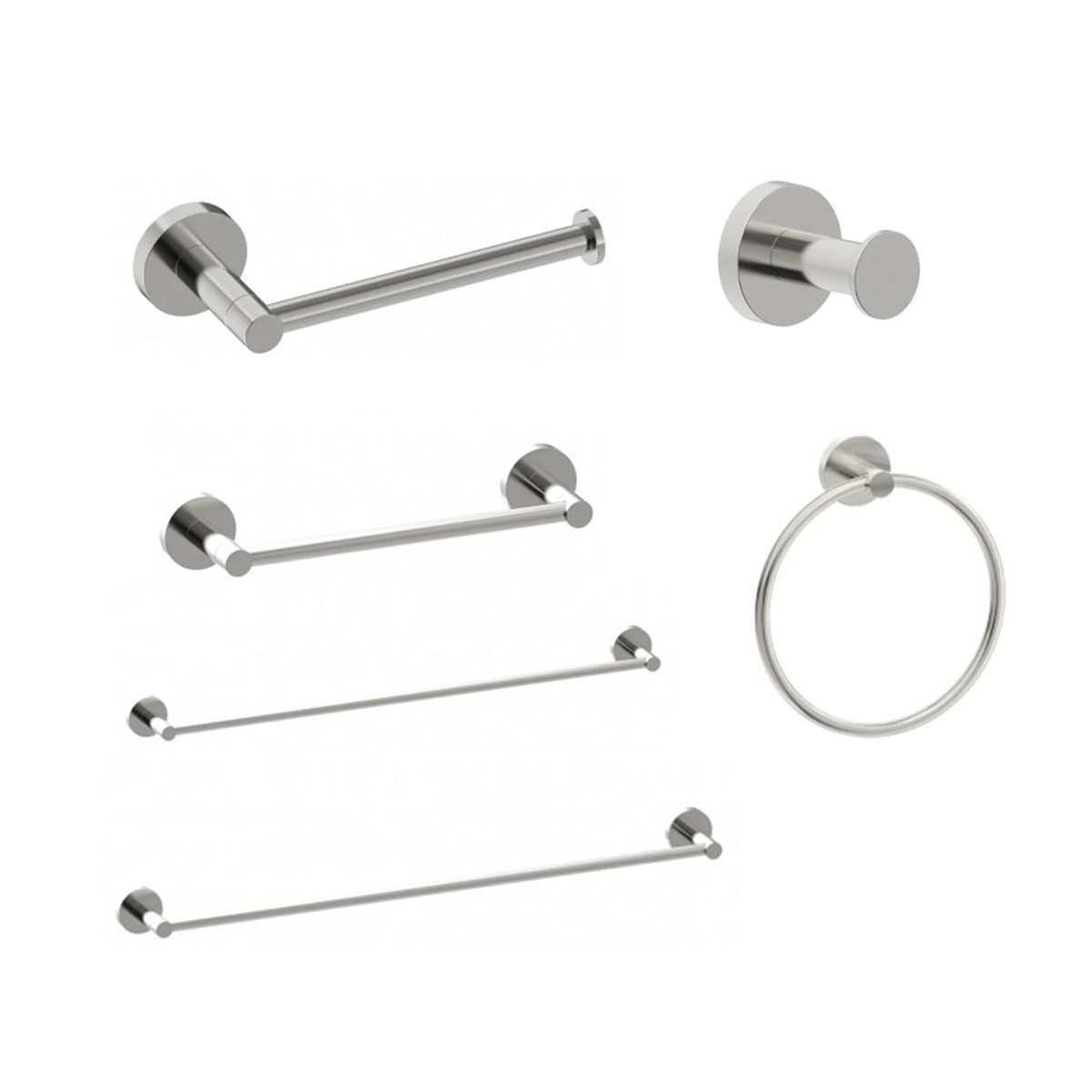 Metro Round Bathroom Accessories Set - Wall Mount - BrassBrushed Nickel
