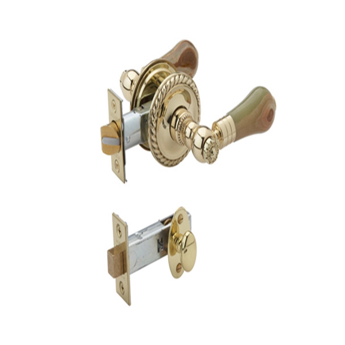 PAKISTAN GREEN ONYX Door Lever w Privacy Bolt 5193