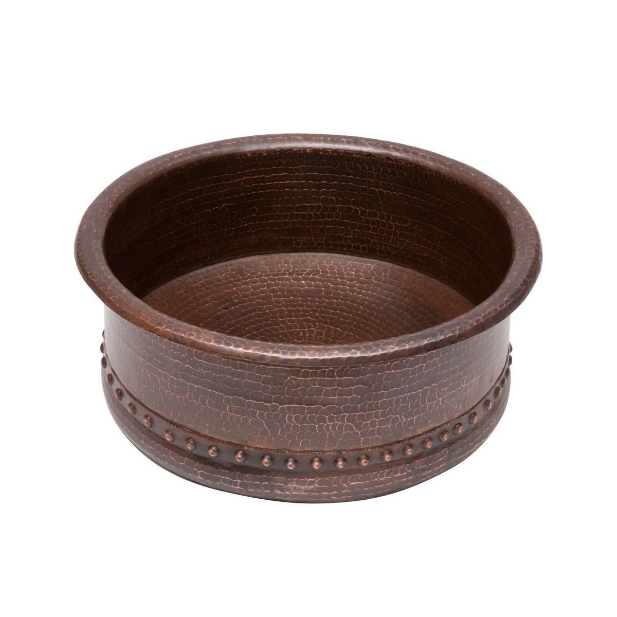 Premier Copper Products 15 Round Vessel Tub Hammered Copper Sink