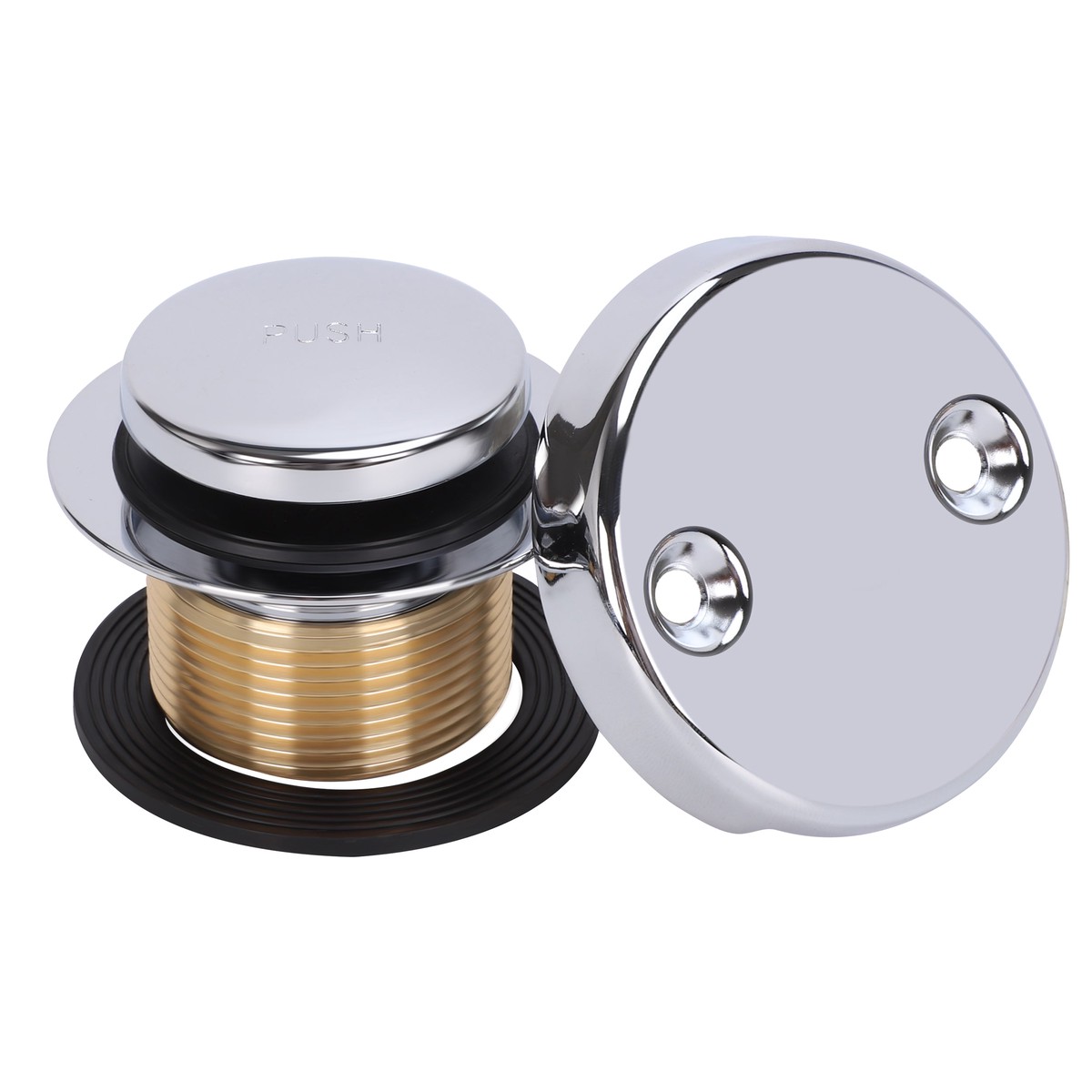 PRIMSOPH Tip-Toe Tub Drain Trim Kit with Two Hole Overflow Faceplate Chrome