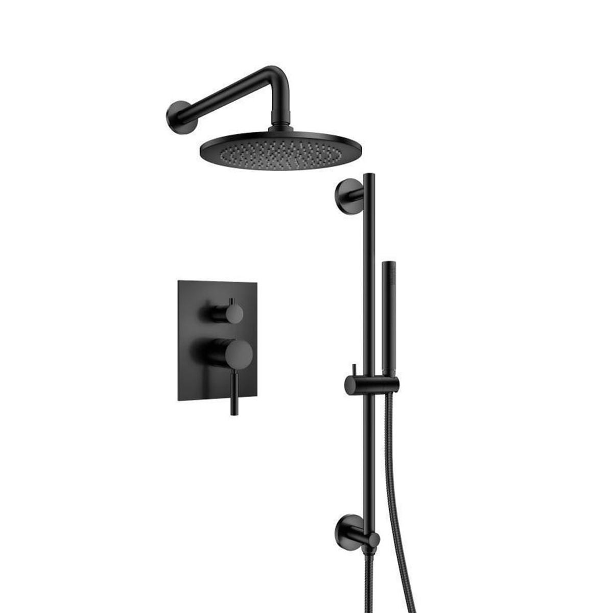Serie 100 2 Way Pressure Balance Complete Shower Set - Wall Mount - 8 BrassMatt Black