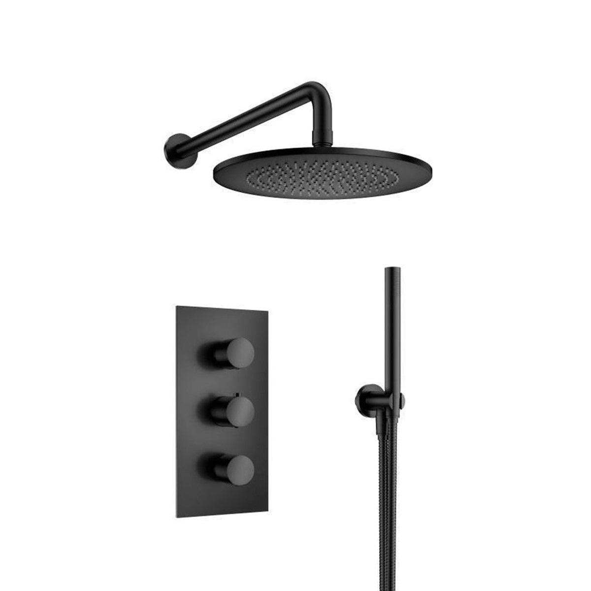 Serie 100 2 Way Thermostatic Complete Shower Set - Wall Mount - 10 BrassMatt Black