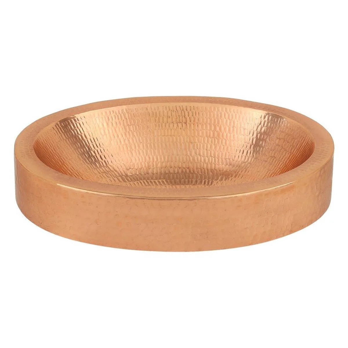 17 Oval Bright Hammered Copper Recessed Bathroom Sink