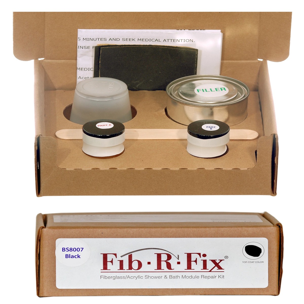 BS8007 Basic Fib-R-Fix Fiberglass and Acrylic Cosmetic Repair Black
