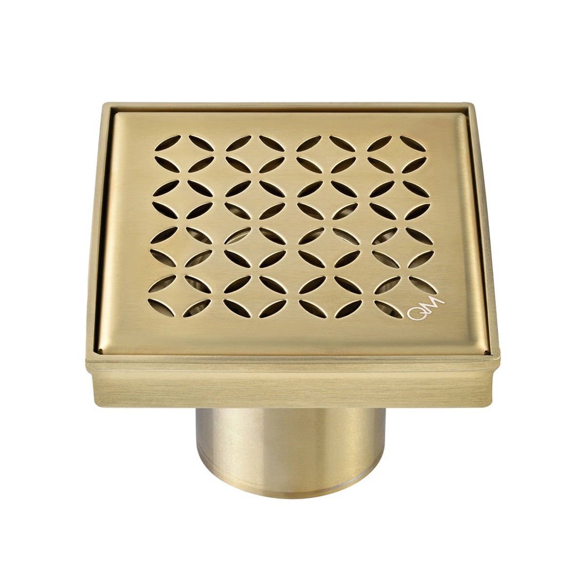 Delmar Lotus Center Square Shower Drain - Floor Mount - 4 Stainless SteelGold