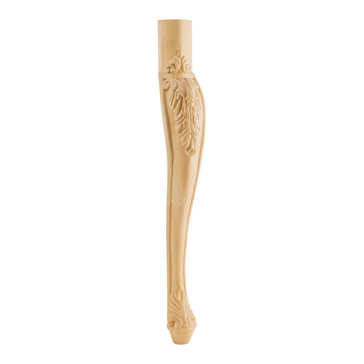 Hardware Resources 2-12 x 2-12 x 31 Rubberwood Acanthus Cabriole Leg