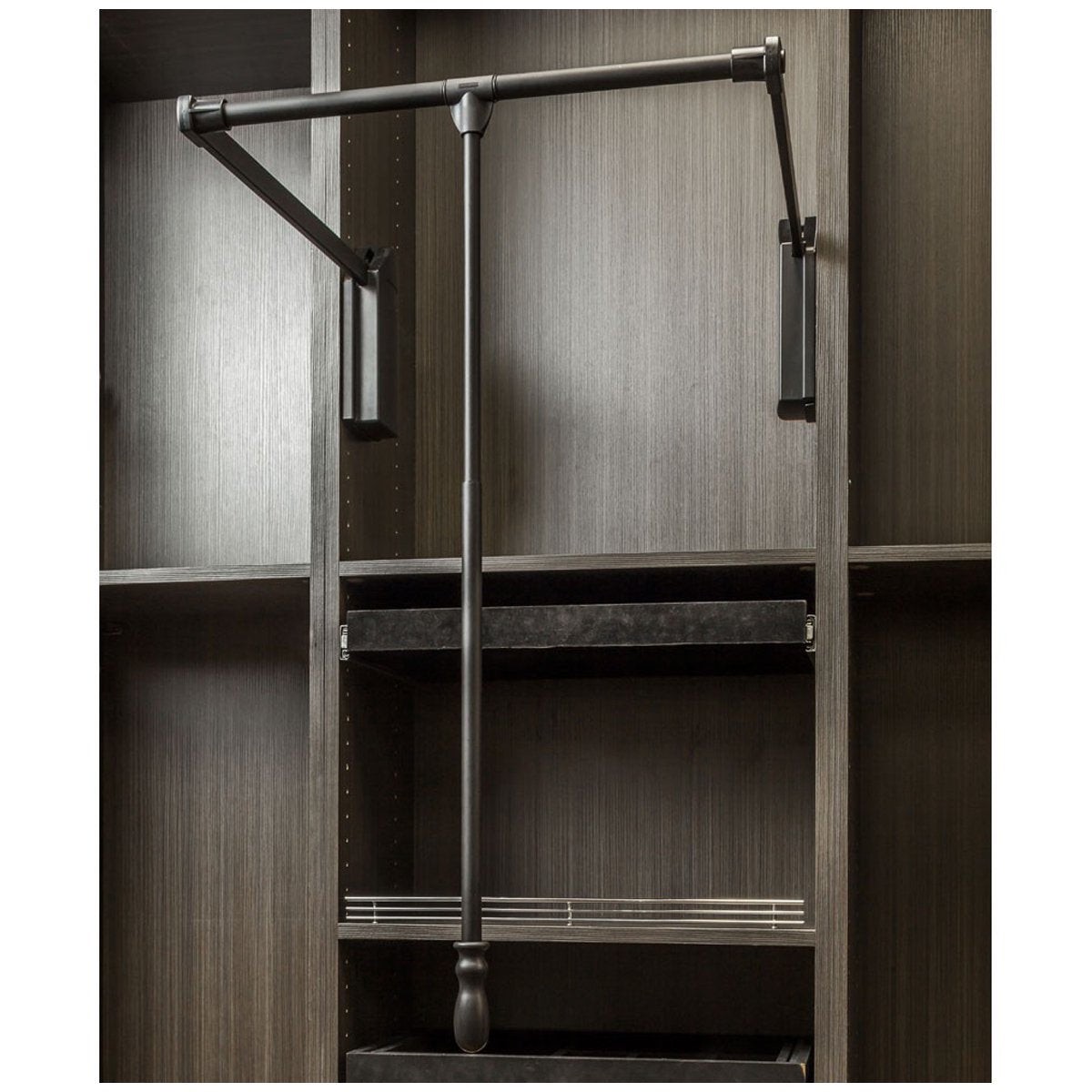 Hardware Resources Black Powder Coat Soft-close Expanding Wardrobe Lift
