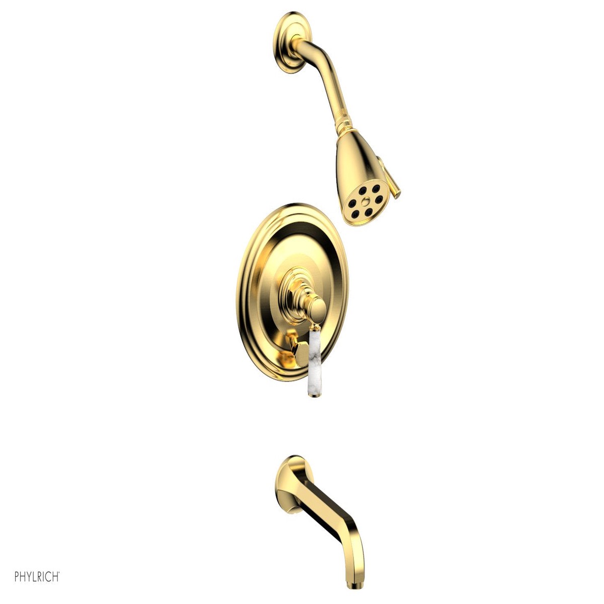 HEX TRADITIONAL Pressure Balance Tub and Shower Set - White Marble Lever Handle 500-28
