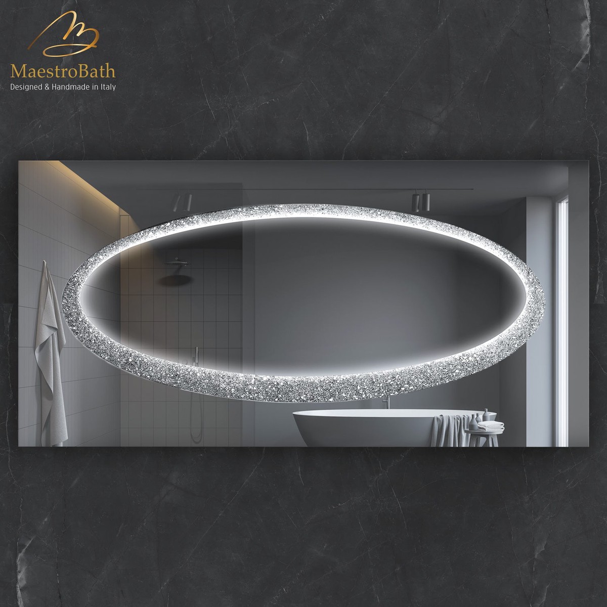 Lucent Luxury Crystal Double Vanity LED Mirror Ice