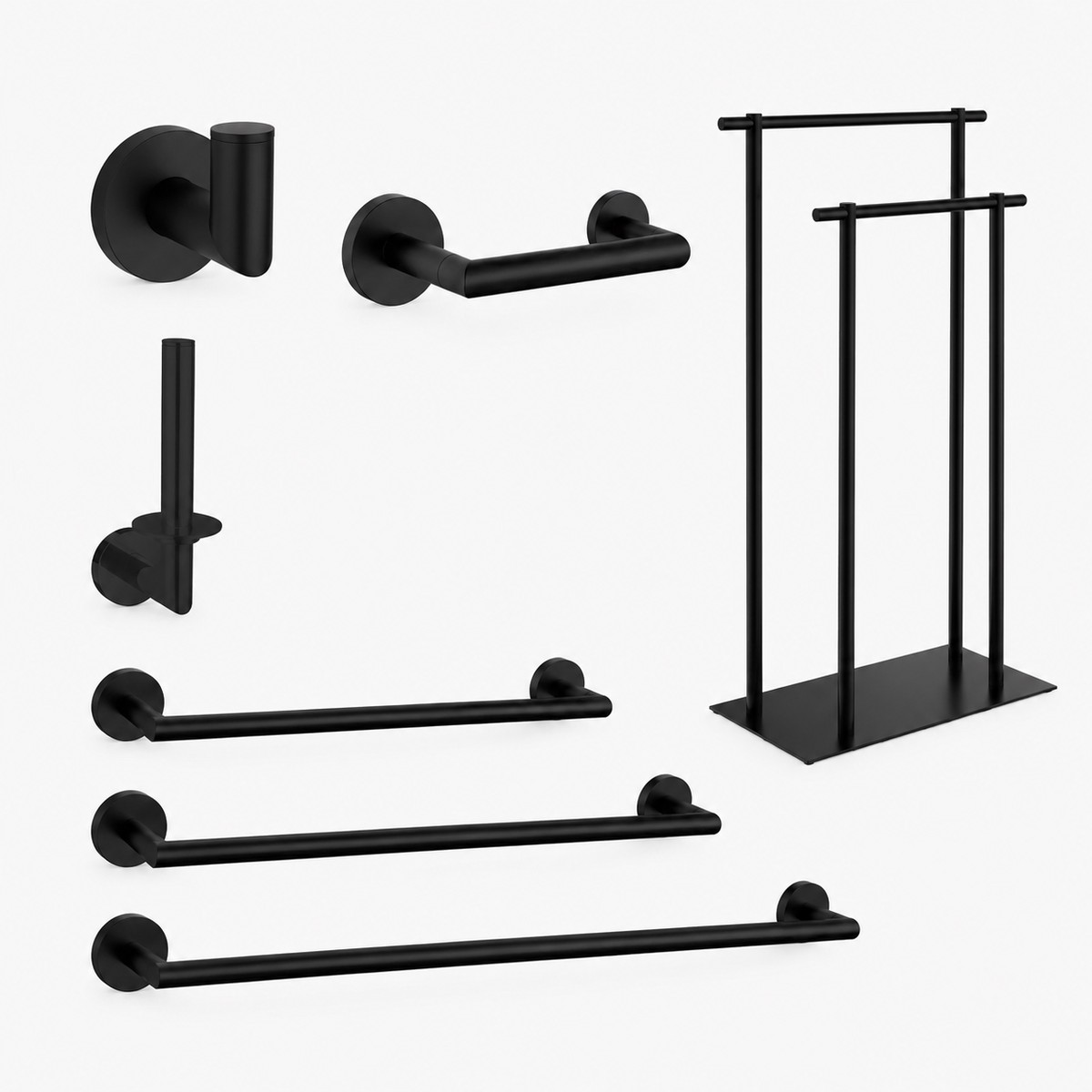 Munich Bathroom Accessories Set - Wall MountMatt Black