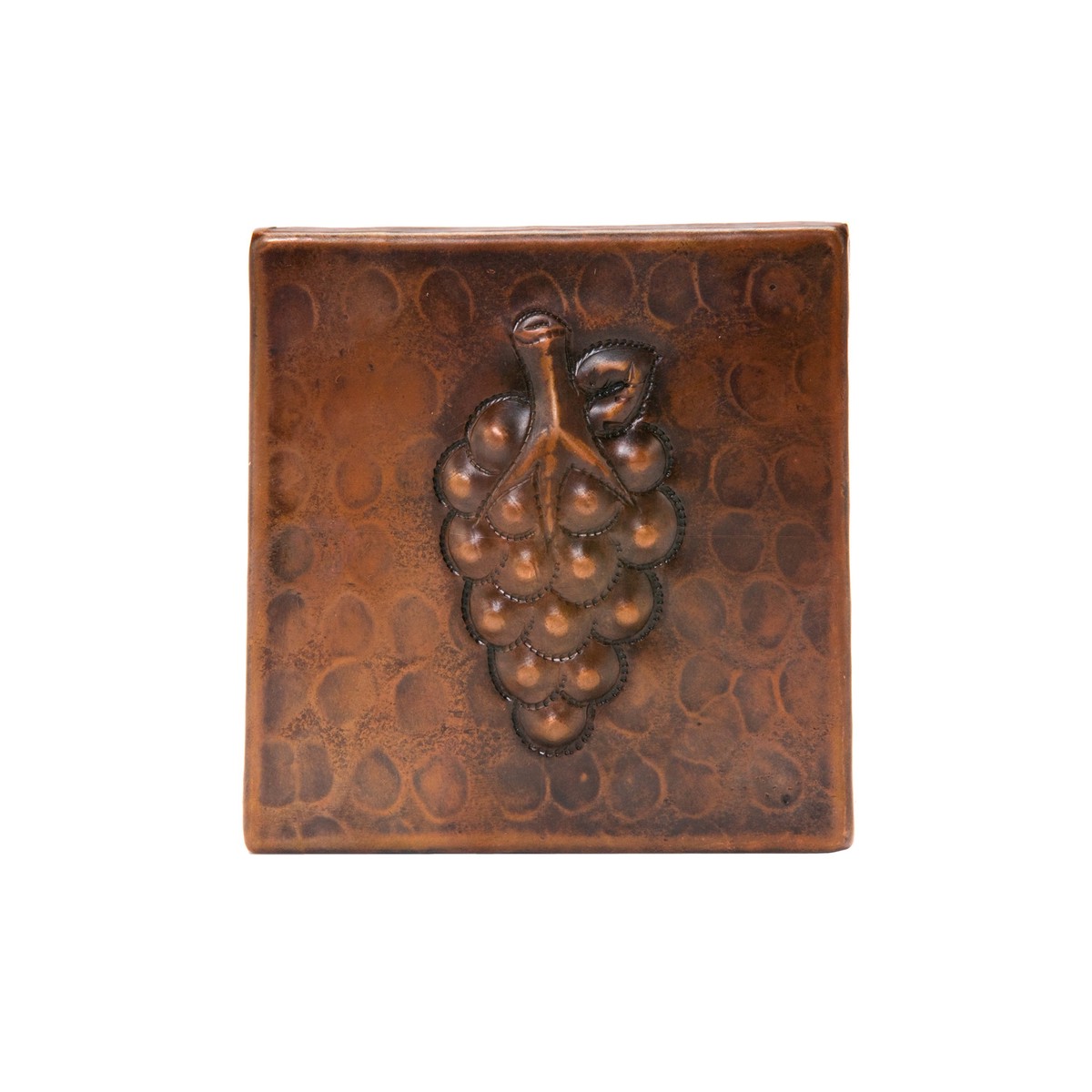 Premier Copper Products 4 x 4 Hammered Copper Grape Tile