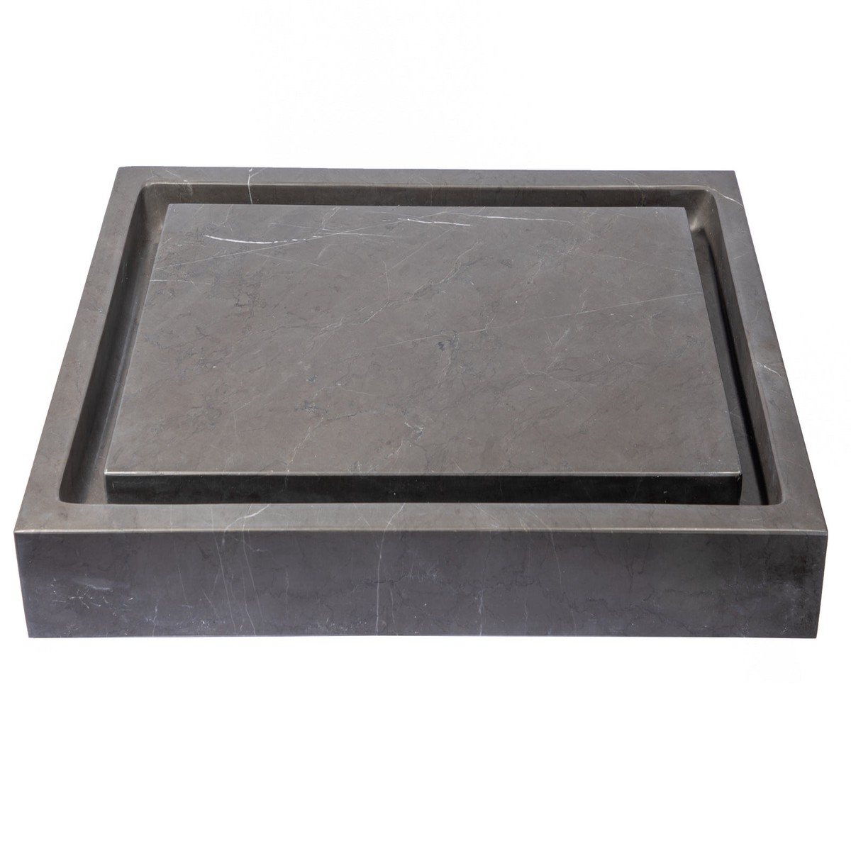 Rectangular Infinity Pool Sink in Honed Pietra Grey Marble