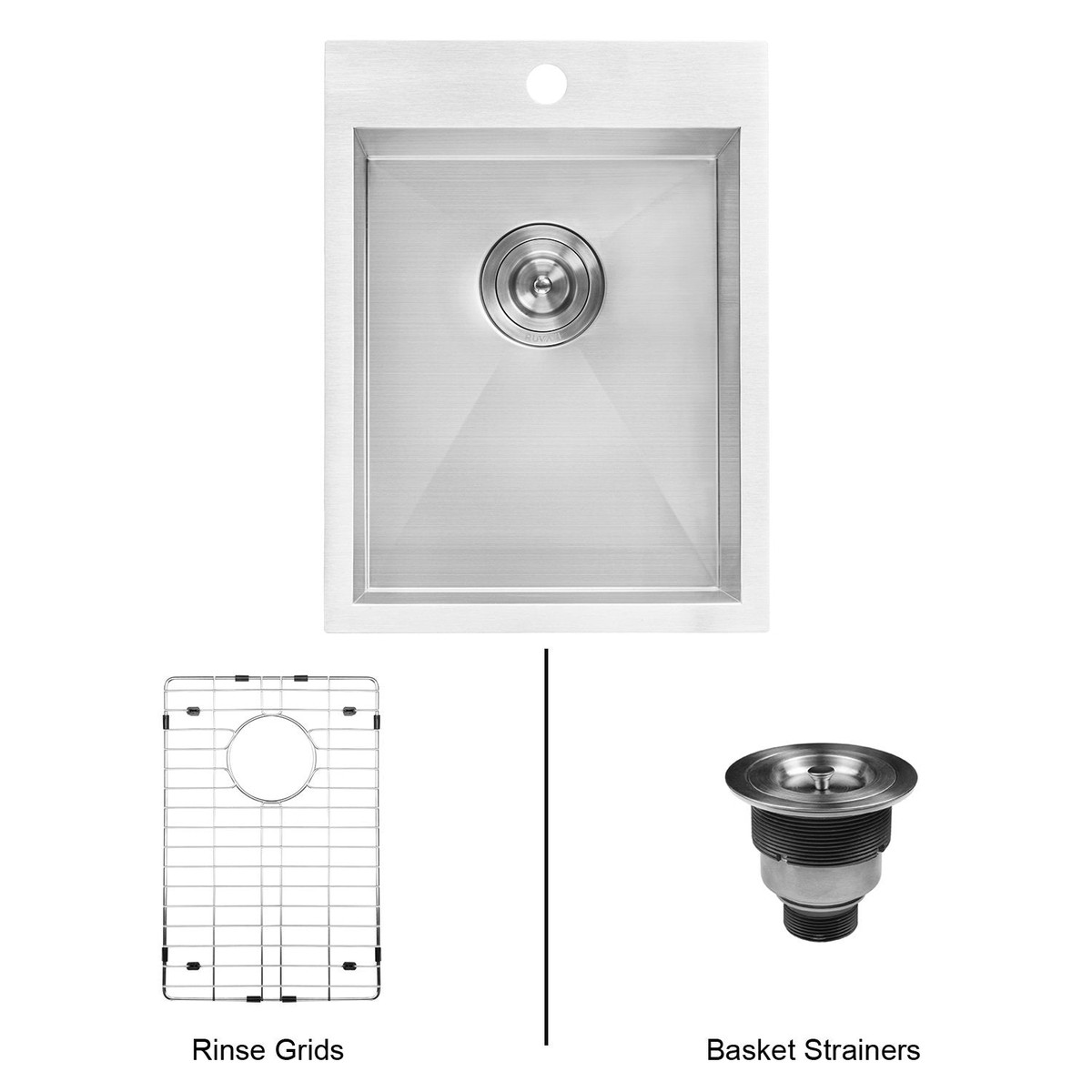 Ruvati 15 x 20 Drop-in Topmount 16 Gauge Stainless Steel Single Bowl Bar Prep Sink