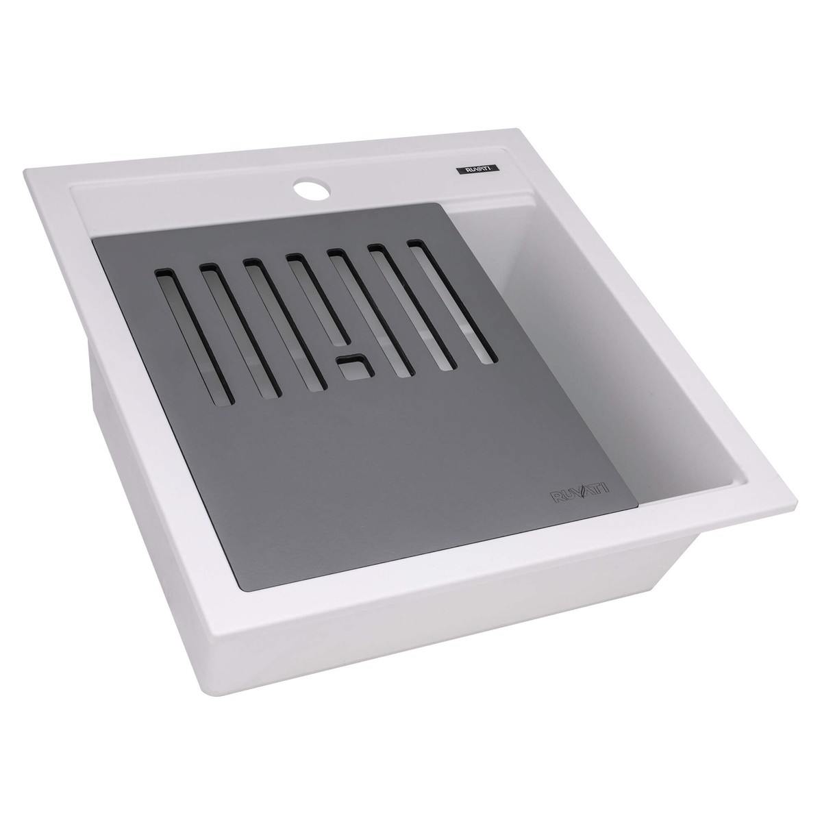 Ruvati 20 epiCube Granite Composite Workstation Topmount Prep Sink Matte White