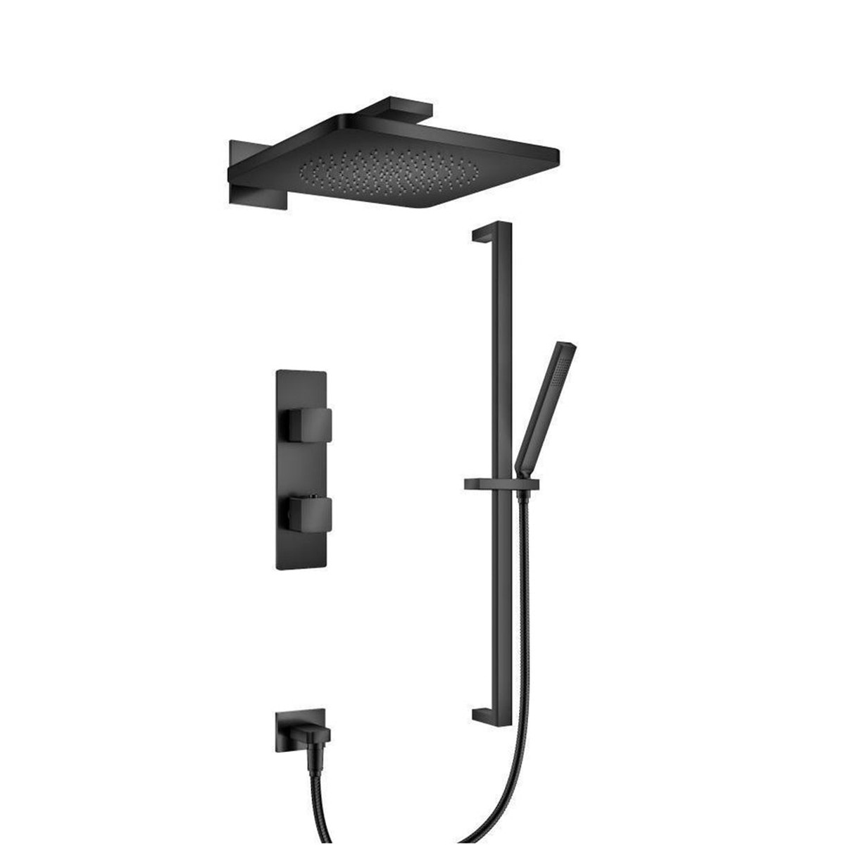 Serie 196 2 Way Thermostatic Complete Shower Set - Wall Mount - 12 BrassMatt Black
